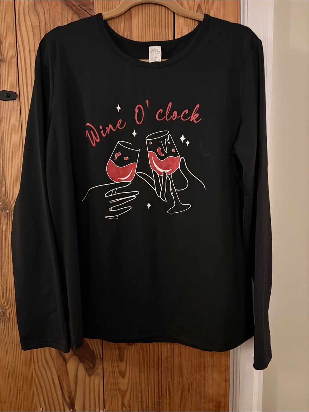 Wine O'Clock Long Sleeve Tee - Black